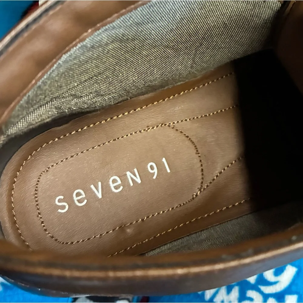 Seven91 Men’s Cognac Brown Faux Leather Lace‎ Up Chukka Boot Casual Shoes Sz 12